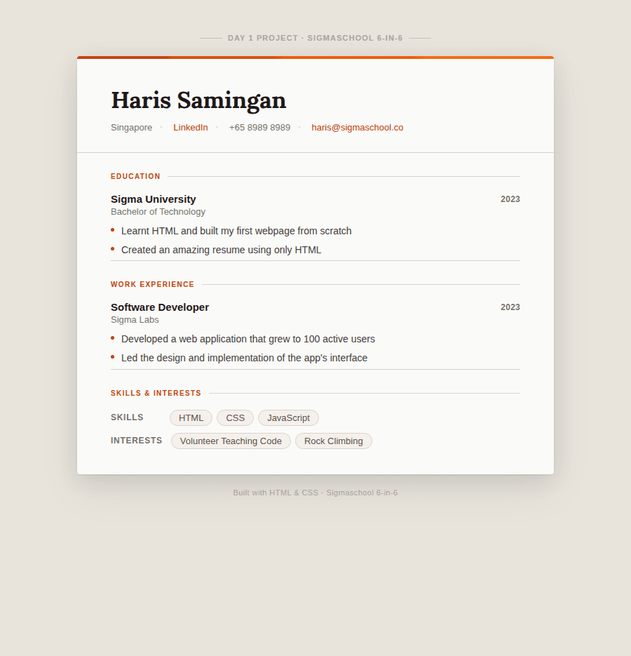 Personal Resume Website