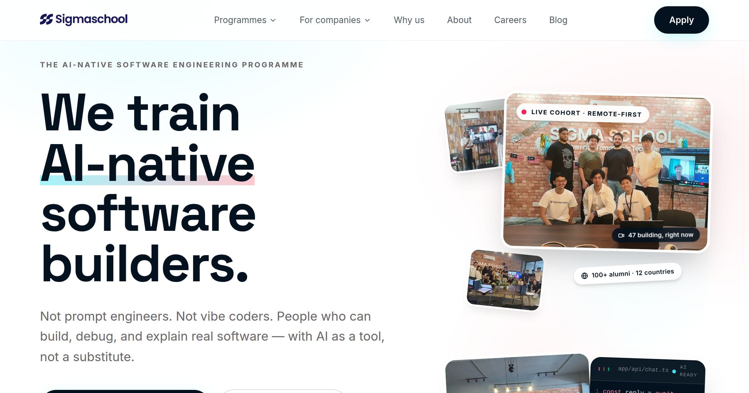 Sigmaschool.co — an AI-native site we design, build and run ourselves