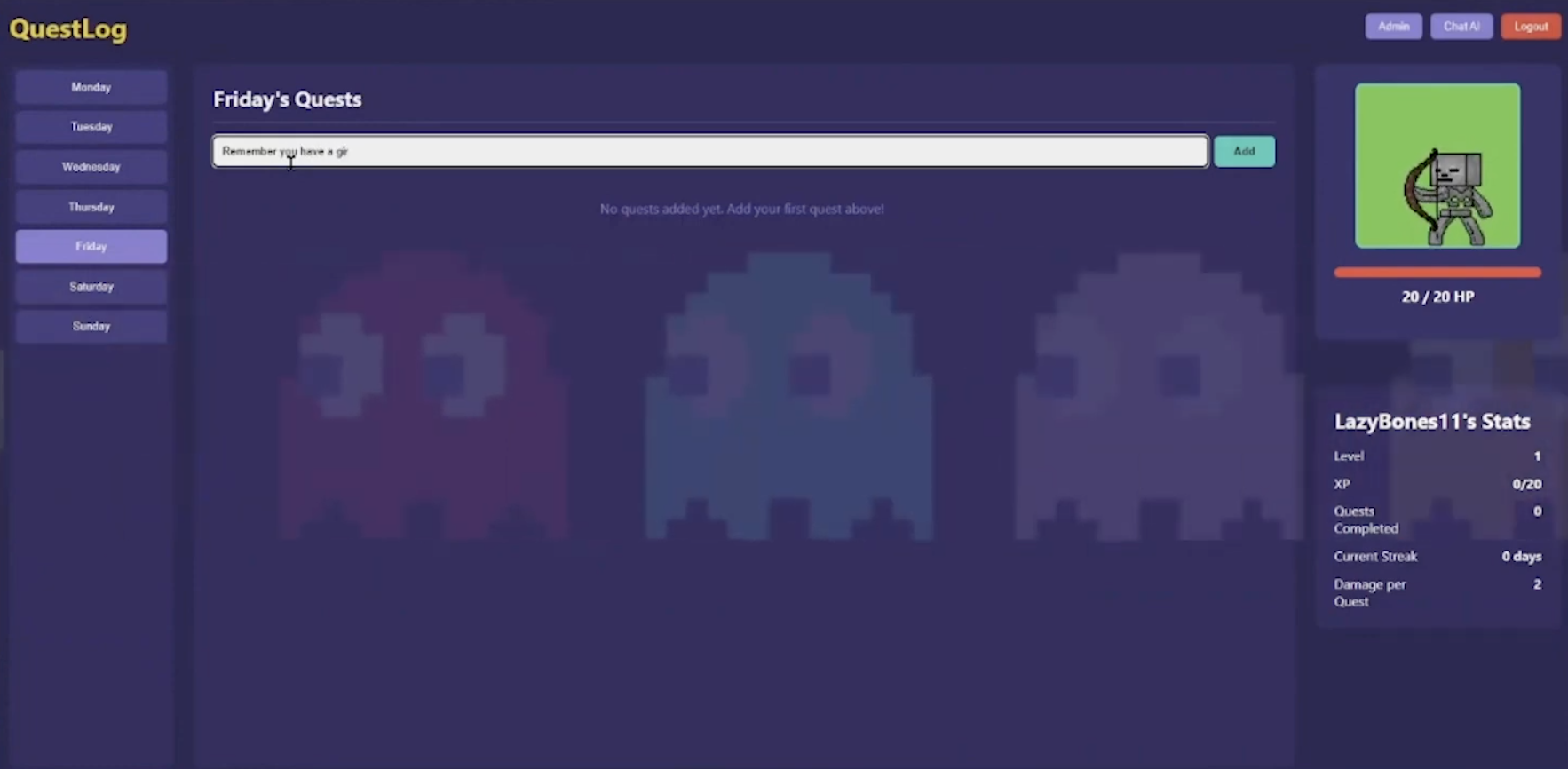 QuestLog: Gamifying Your To-Do List with RPG Mechanics