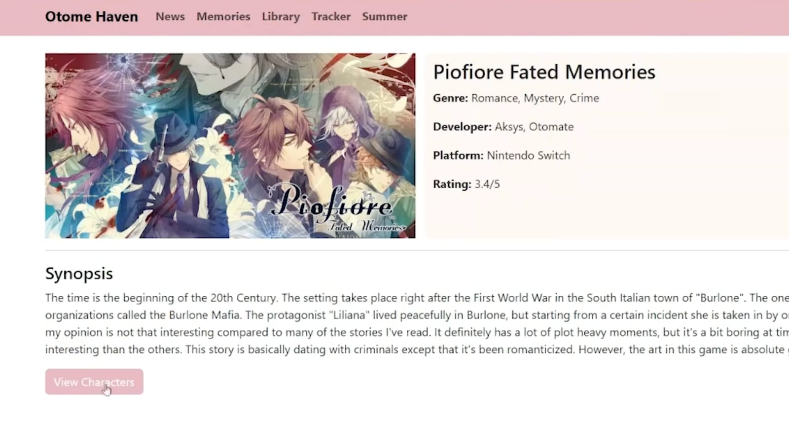Otome Haven: Personalized Game Journaling & Community for Female Players