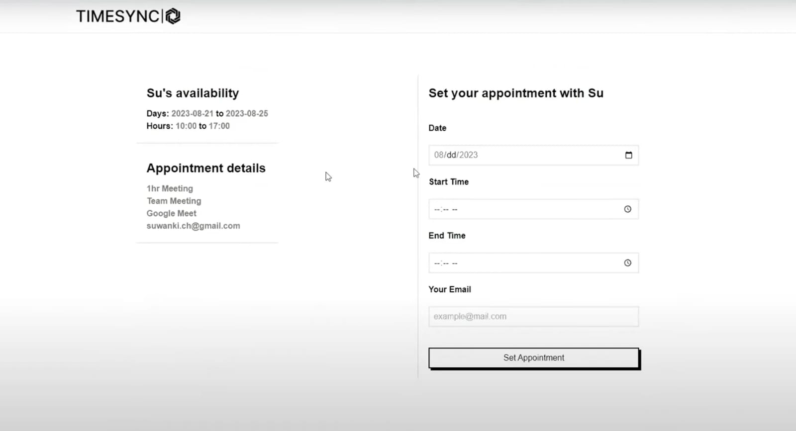 TimeSync - Calendar Booking