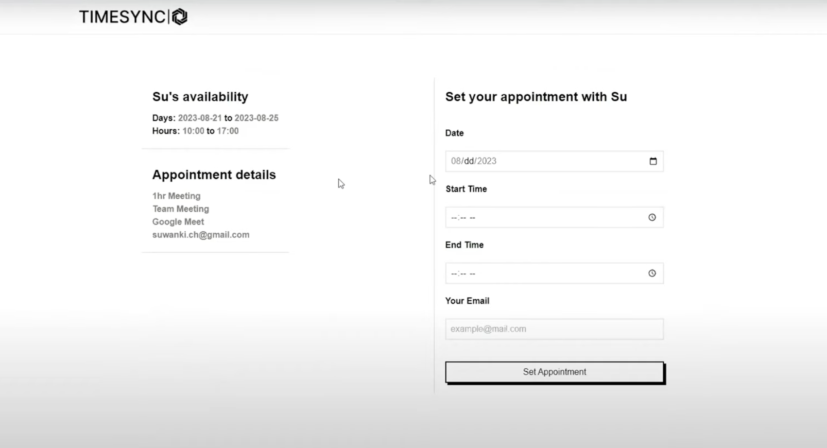 TimeSync - Calendar Booking